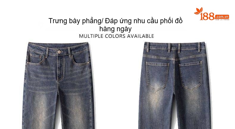 Quần Jean Nam Ống Suông Rộng Co Giãn Phong Cách Retro Màu Xanh Denim chi tiết 10