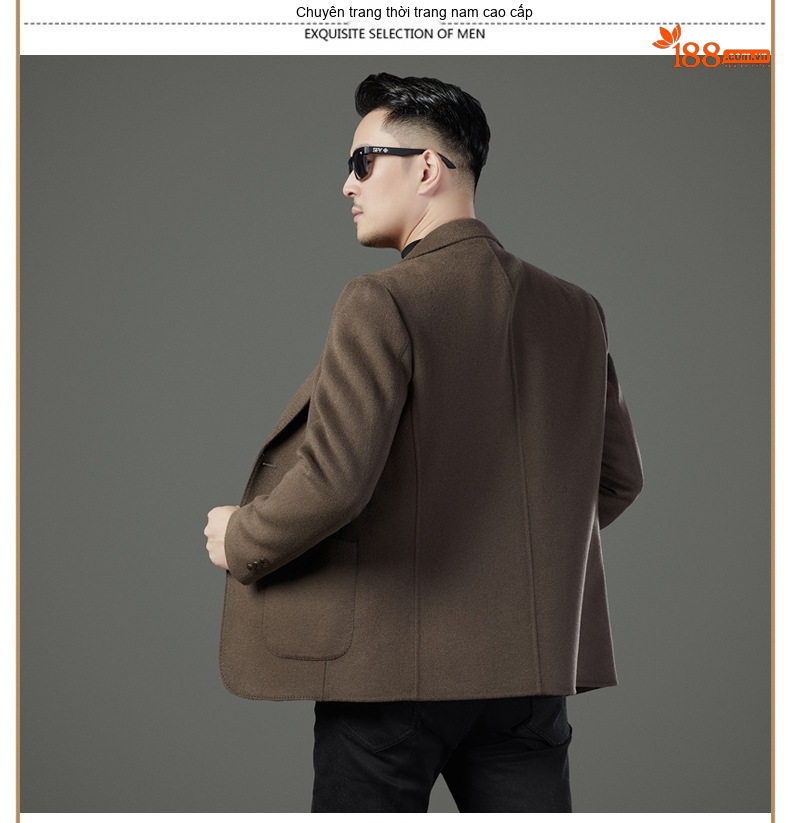 Áo Khoác Blazer Nam Hai Mặt Lông Cừu Áo Phao Lót Lông Vũ Có Thể Tháo Rời Màu Đen, Nâu, Xám chi tiết 18