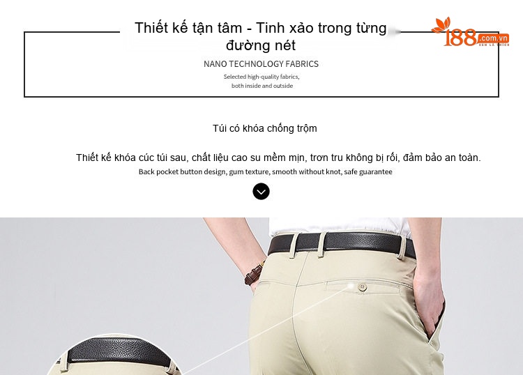 Quần Âu Nam Dáng Suông Mỏng Nhẹ Không Nhăn Cho Bố Trung Niên Màu Đen, Kem, Xám, Be chi tiết 36