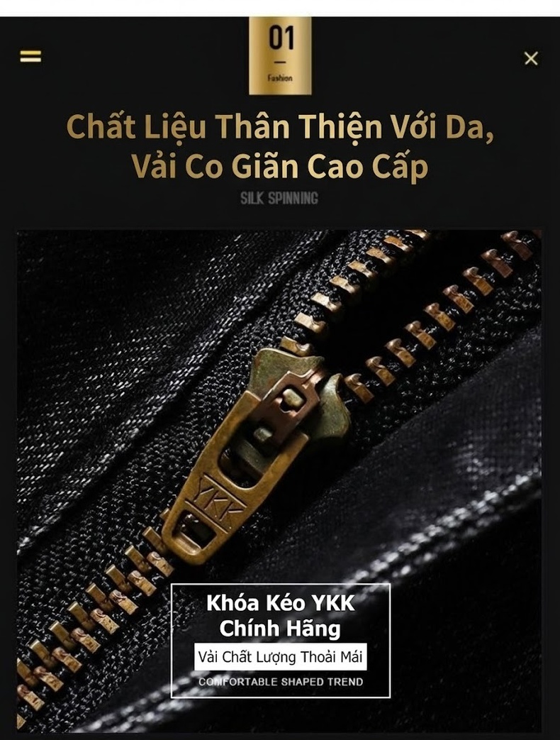 Quần Jean Nam Ống Đứng Lyocell Dáng Ôm Vừa Vặn Màu Xanh Dương chi tiết 8