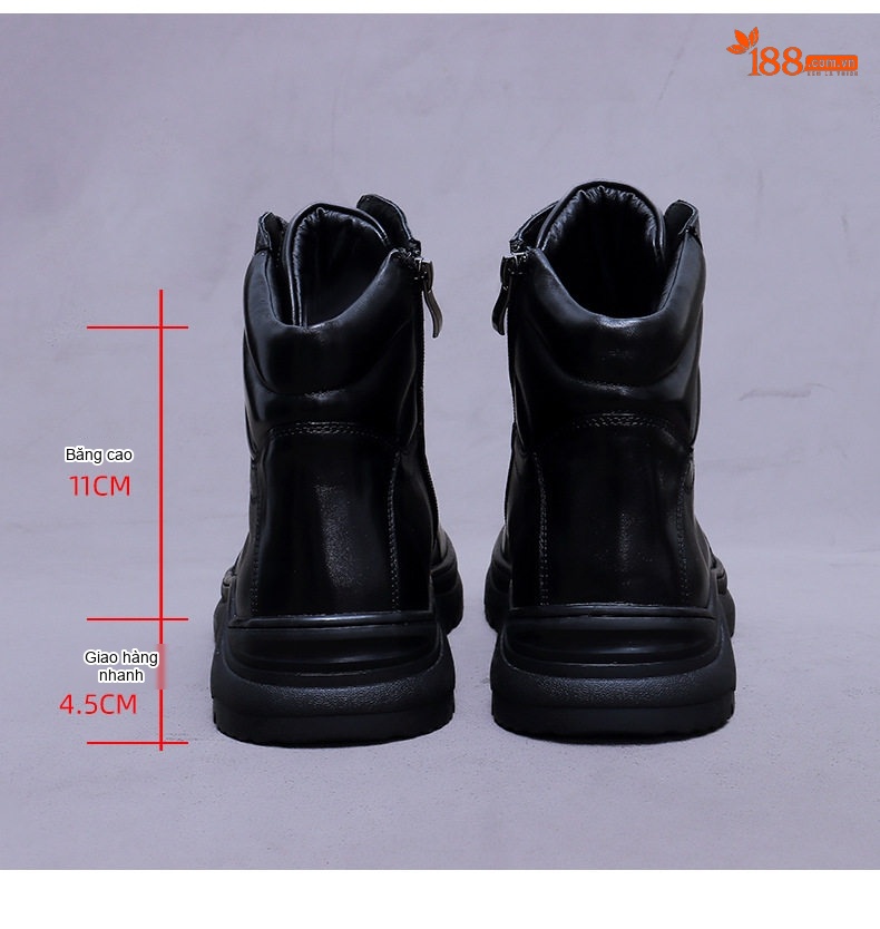 Giày Boot Nam Da Bò Cổ Cao Đế Dày Chiều Cao Đế Khoảng 5cm Phong Cách Anh Quốc Màu Đen, Nâu chi tiết 19