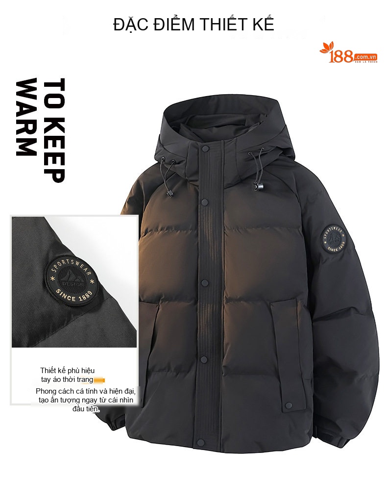 Áo Phao Nam/Nữ 90% Lông Nhung Áo Khoác Parka Dáng Rộng Có Mũ Trùm Đầu Màu Trắng Kem, Đen, Vàng, Nâu chi tiết 4
