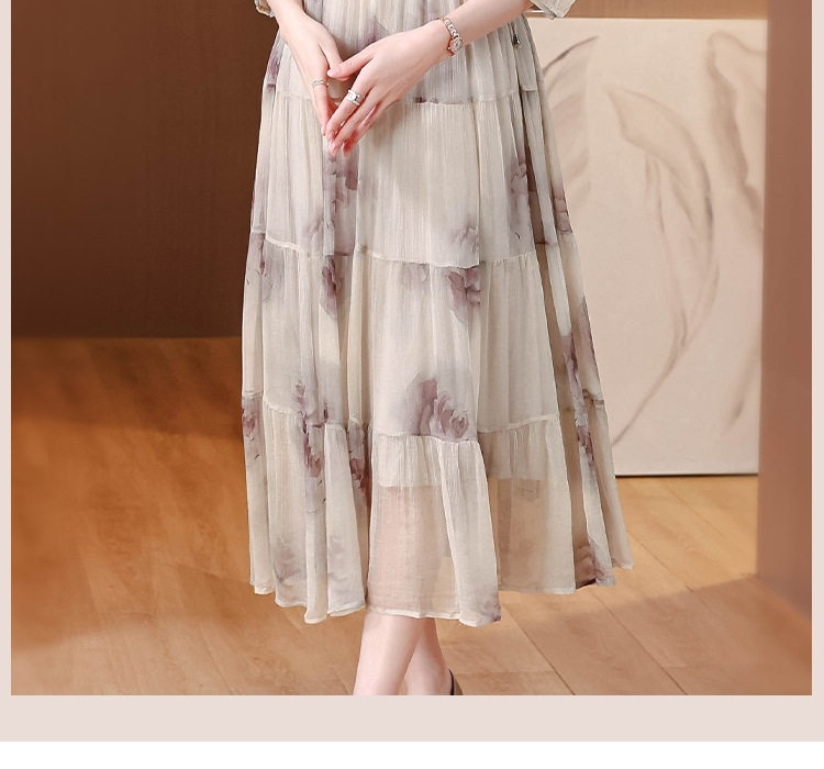 Váy Lụa Băng In Hoa Dáng Dài Thanh Lịch Cho Mẹ Trung Niên chi tiết 1