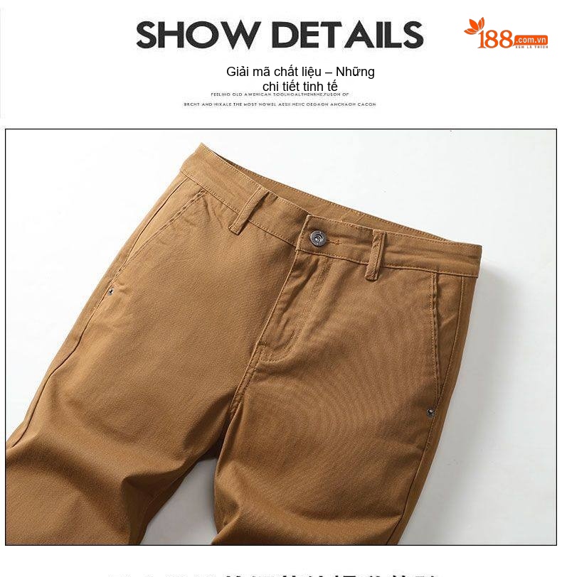 Quần Dài Nam Ống Đứng Cotton Dáng Rộng Khaki, Đen chi tiết 5