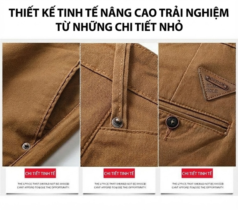 Quần Dài Nam Ống Đứng Cotton Dáng Rộng Khaki, Đen chi tiết 6