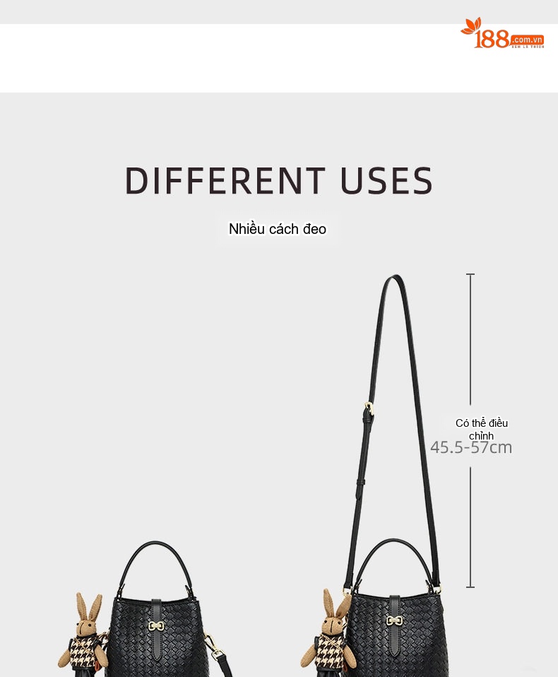 Túi Đeo Chéo Nữ Da Thật Kiểu Túi Bucket Quai Xách Tay Dáng Thùng Màu Đen chi tiết 6