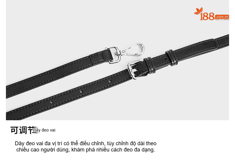 Túi Xách Nữ Da Bò Đeo Chéo Dáng Vỏ Sò Sức Chứa Lớn Màu Đen chi tiết 27