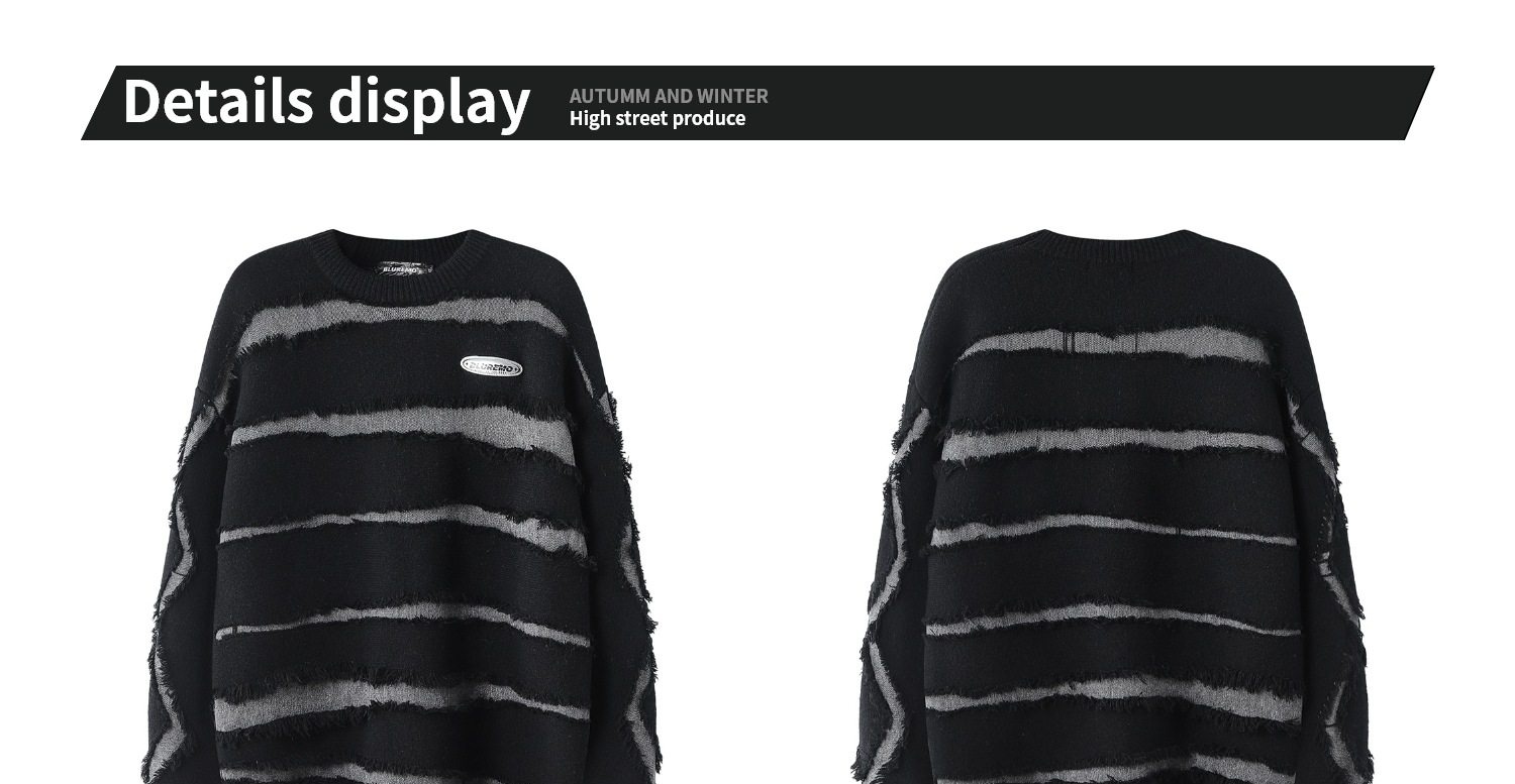 Áo Sweater Nam Nữ Dệt Kim Form Rộng Rách Gấu Phong Cách Streetwear Màu Xám, Đen chi tiết 4