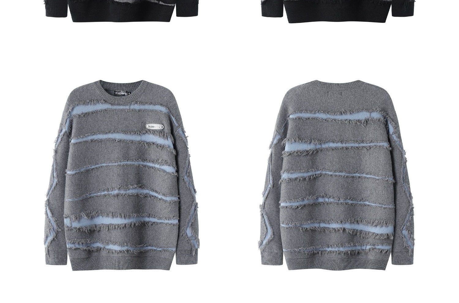 Áo Sweater Nam Nữ Dệt Kim Form Rộng Rách Gấu Phong Cách Streetwear Màu Xám, Đen chi tiết 5