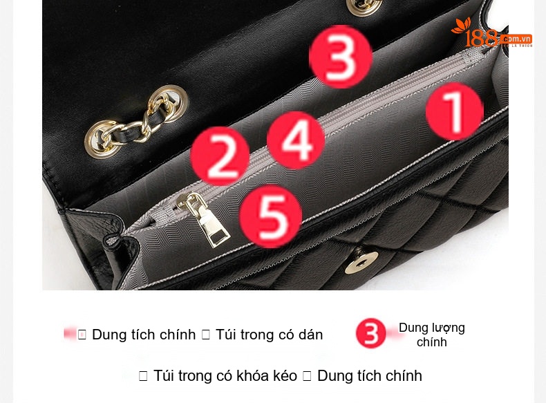 Túi Đeo Vai/Đeo Chéo Nữ Da Bò Thiết Kế Nhỏ Gọn Dây Xích Thời Trang Màu Đen, Xanh chi tiết 9