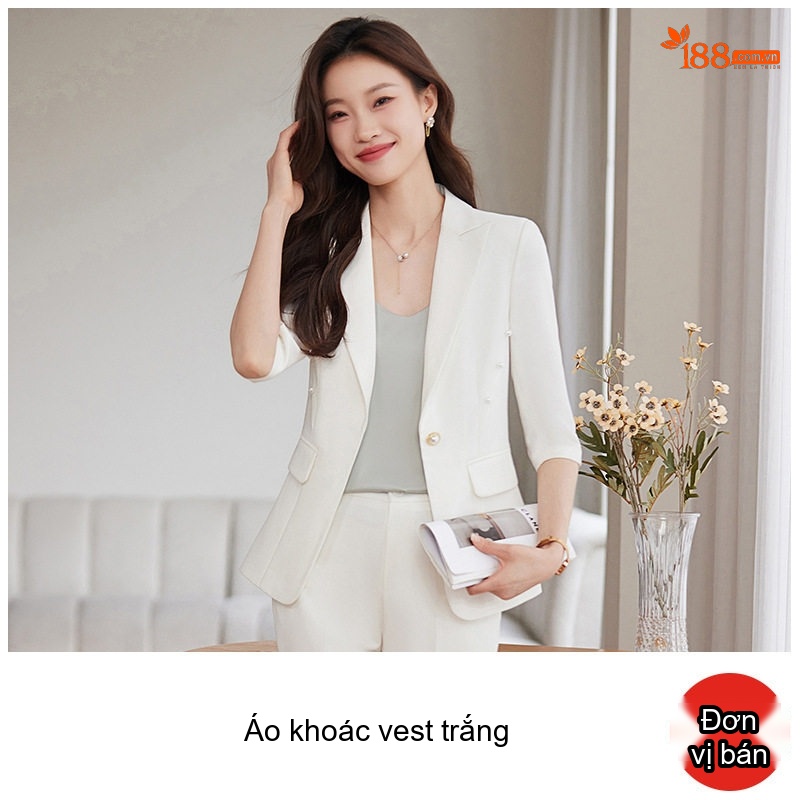 Áo Vest Công Sở Tay Lỡ Phong Cách Hàn Quốc Màu Hồng, Vàng, Trắng