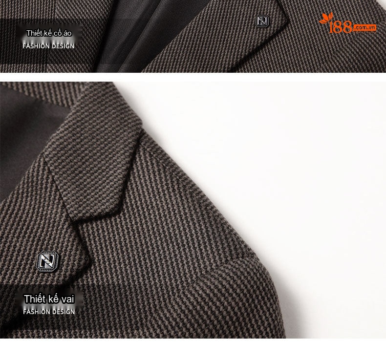 Áo Blazer Nam Modal Dáng Ôm Vừa Vặn Phong Cách Doanh Nhân Màu Nâu, Xám chi tiết 11