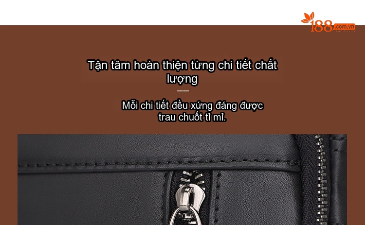 Túi Đeo Chéo Nam Da Bò Nhỏ Gọn Tiện Lợi Màu Đen chi tiết 6