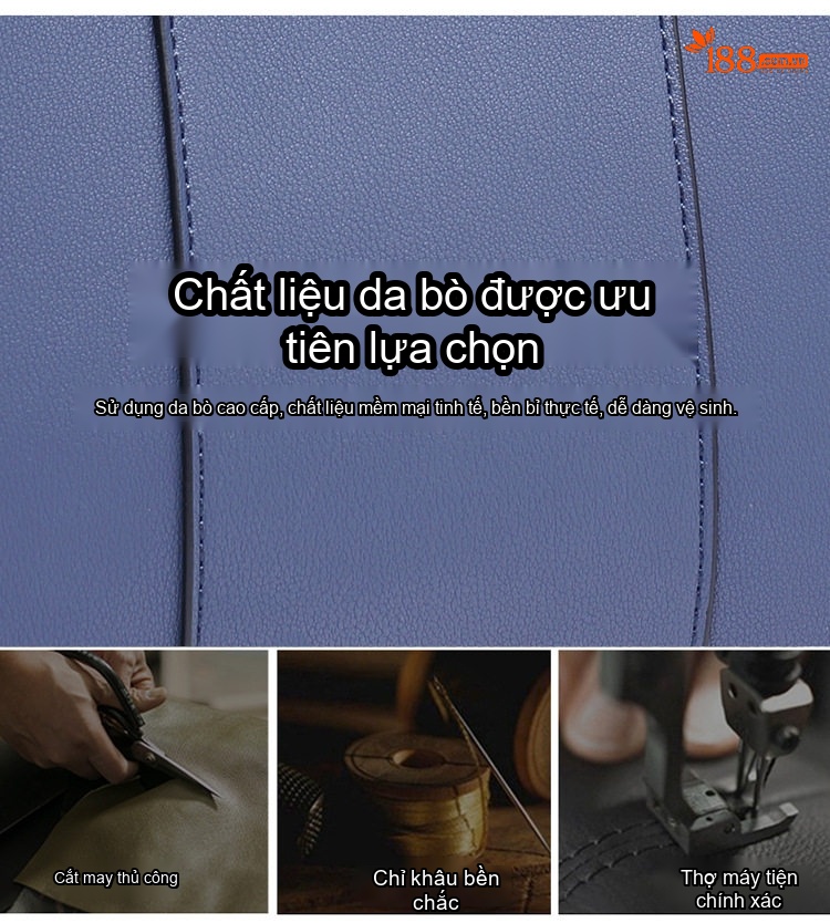 Túi Xách Tay Nữ Da Thật Phong Cách Sang Trọng Cho Mẹ Bỉm Sữa Màu Xanh Navy chi tiết 4