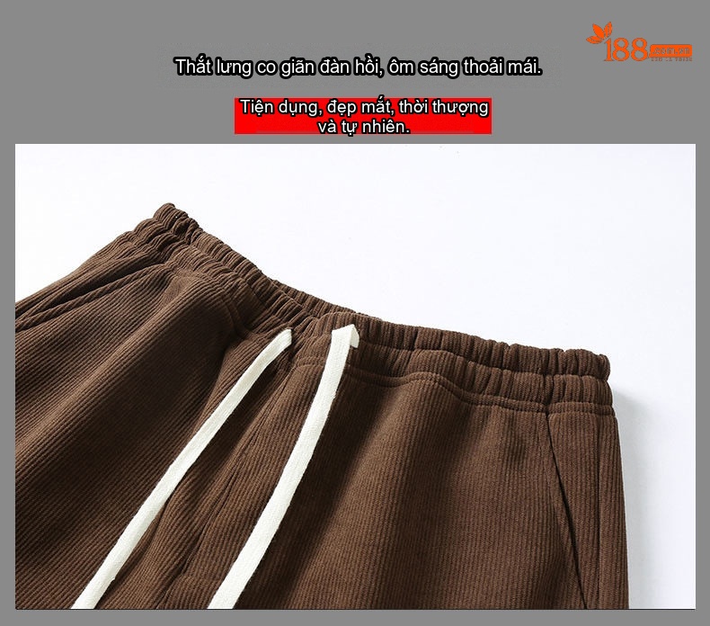 Quần Dài Nam Ống Rộng Lót Lông Cừu Giữ Ấm Chất Âu Cotton Co Giãn Màu Đen, Nâu, Be chi tiết 6