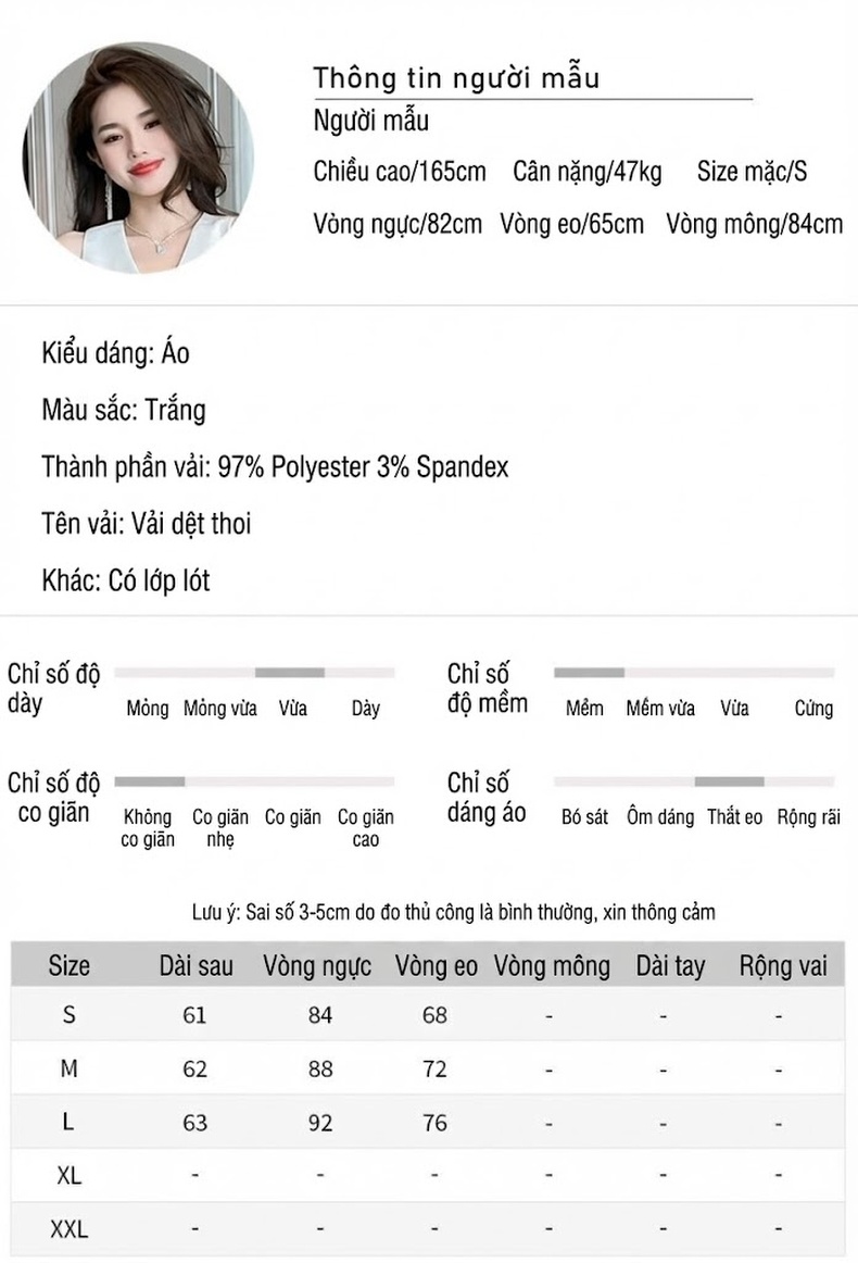 Áo Sơ Mi Nữ Cổ chữ V Tay Sát Nách Thiết Kế Vạt Lệch Nhấn Eo Phong Cách Pháp Màu Trắng chi tiết 2