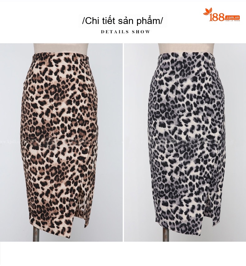 Chân Váy Ôm Nữ Lưng Cao Xẻ Tà Họa Tiết Da Báo chi tiết 13