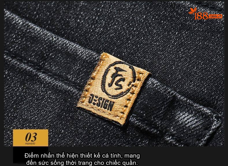 Quần Jean Nam Dáng Suông Vải Cotton Co Giãn Màu Đen Khói chi tiết 35