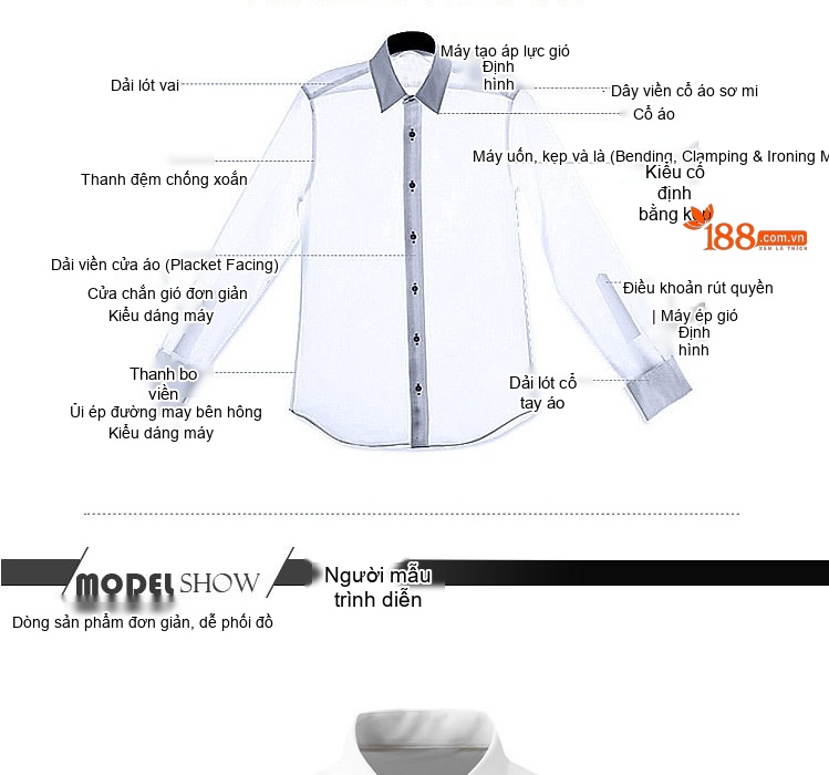 Áo Sơ Mi Nam Thêu Họa Tiết Tay Ngắn Ôm Dáng Phong Cách Casual Màu Đen, Trắng chi tiết 4