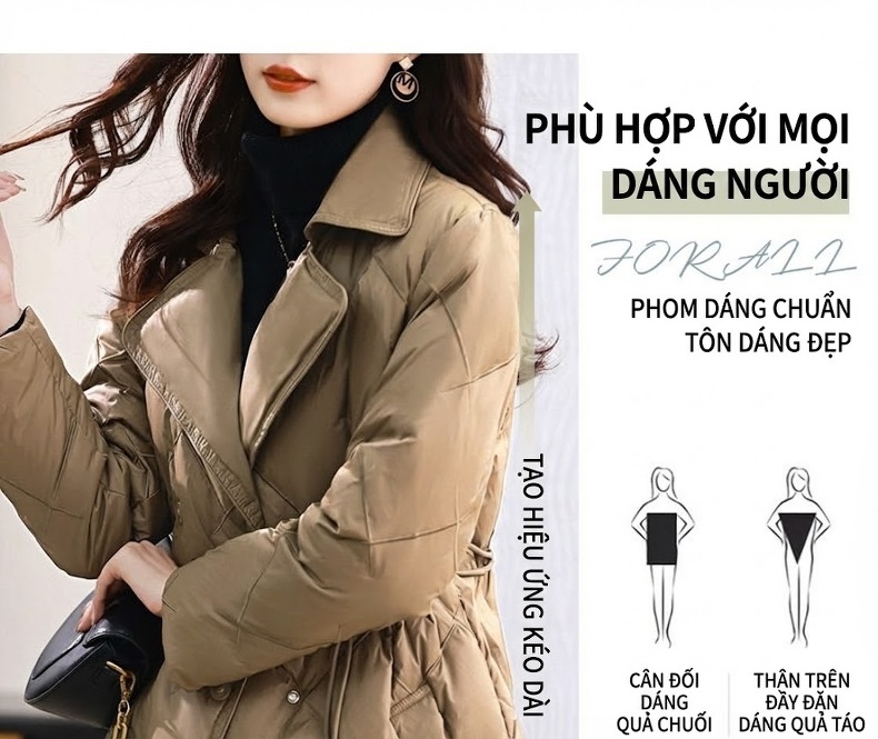 Áo Khoác Phao Nữ Dáng Vest Ôm Dáng Thời Trang Màu Đen, Nâu chi tiết 12