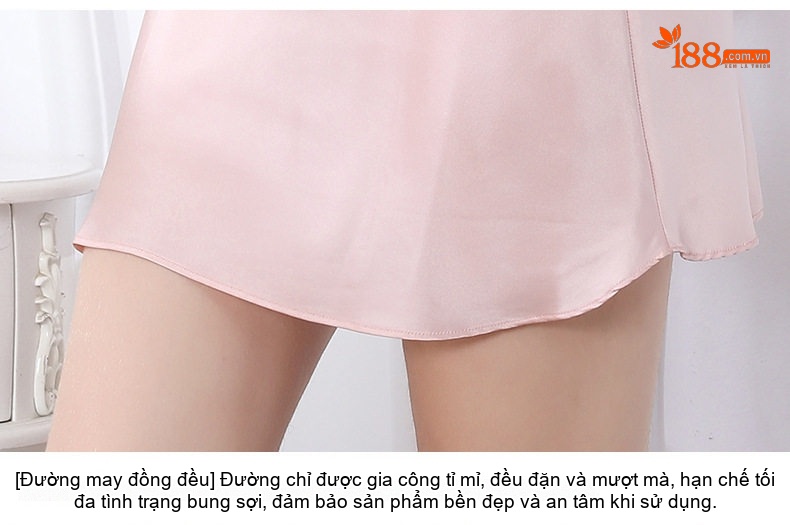 Váy ngủ hai dây lụa tơ tằm có đệm ngực mỏng nhẹ mùa hè thu chi tiết 16