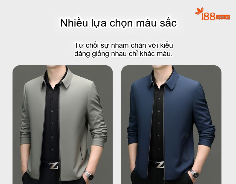 Áo Khoác Nam Mỏng Dáng Suông Cổ Bẻ Màu Đen, Xám, Xanh Navy chi tiết 10