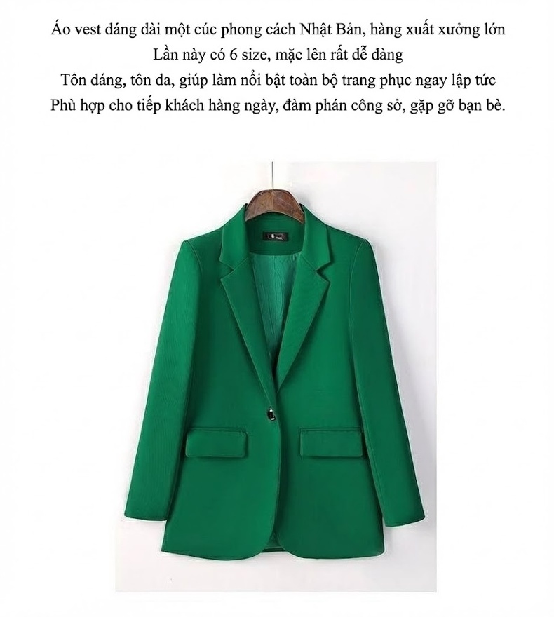 Áo Khoác Blazer Nữ Dáng Rộng Thiết Kế Cá Tính Có Lớp Lót Cotton Màu Đen, Xanh Lá, Nâu chi tiết 3