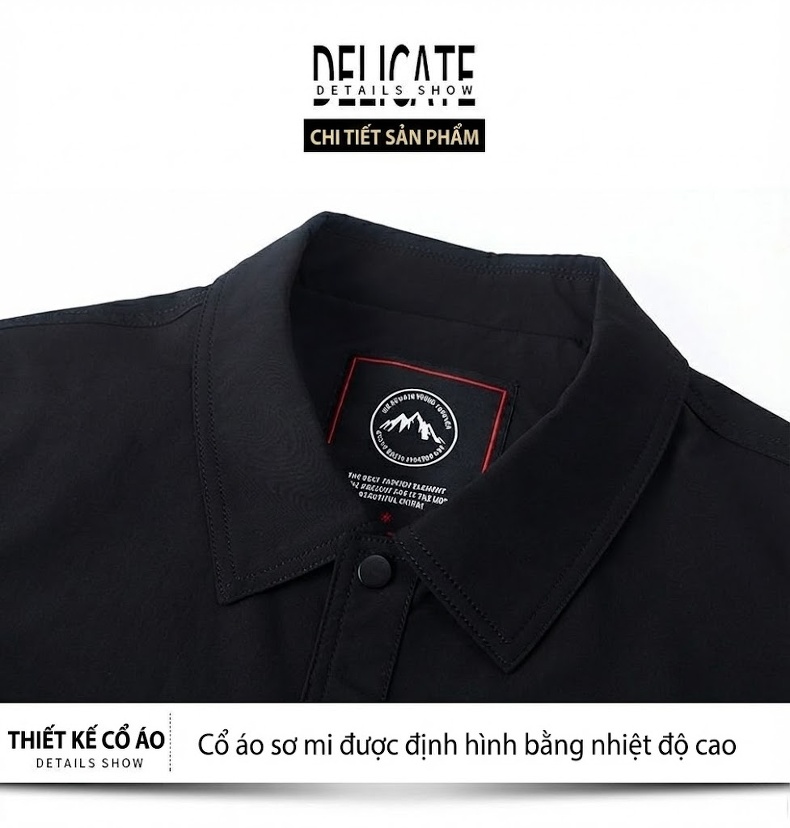 Áo Khoác Nam Cổ Bẻ Màu Trơn Phong Cách Doanh Nhân Lịch Lãm Màu Đen, Xám chi tiết 14