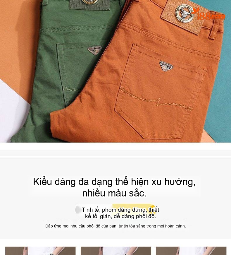 Quần Dài Nam Cotton Co Giãn 7 Màu Ống Đứng Thoải Mái chi tiết 4