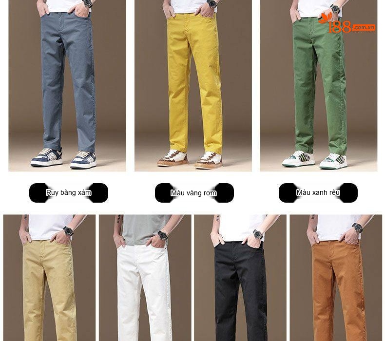 Quần Dài Nam Cotton Co Giãn 7 Màu Ống Đứng Thoải Mái chi tiết 5