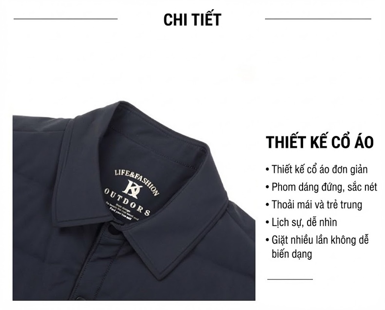 Áo Khoác Phao Lông Vũ Nam Dáng Ngắn Giữ Ấm Phong Cách Tối Giản Màu Đen chi tiết 8