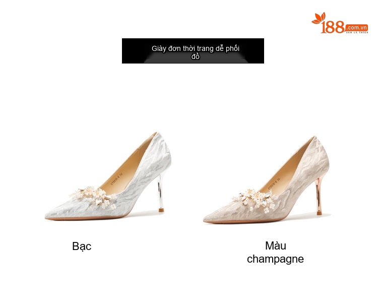 Giày Cao Gót Nữ Gót Nhọn Bít Mũi Da Bóng Chiều Cao Đế 8cm Màu Trắng chi tiết 3