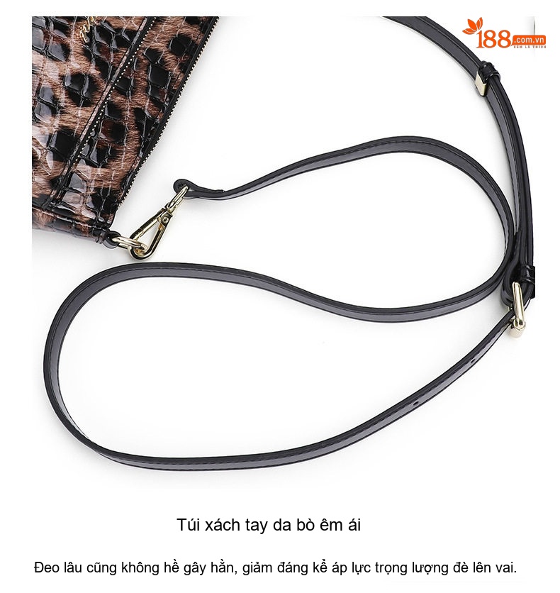 Túi Đeo Vai Nữ Da Bóng Họa Tiết Da Báo, Túi Kẹp Nách, Túi Đeo Chéo, Túi Mẹ Bỉm Sữa chi tiết 15
