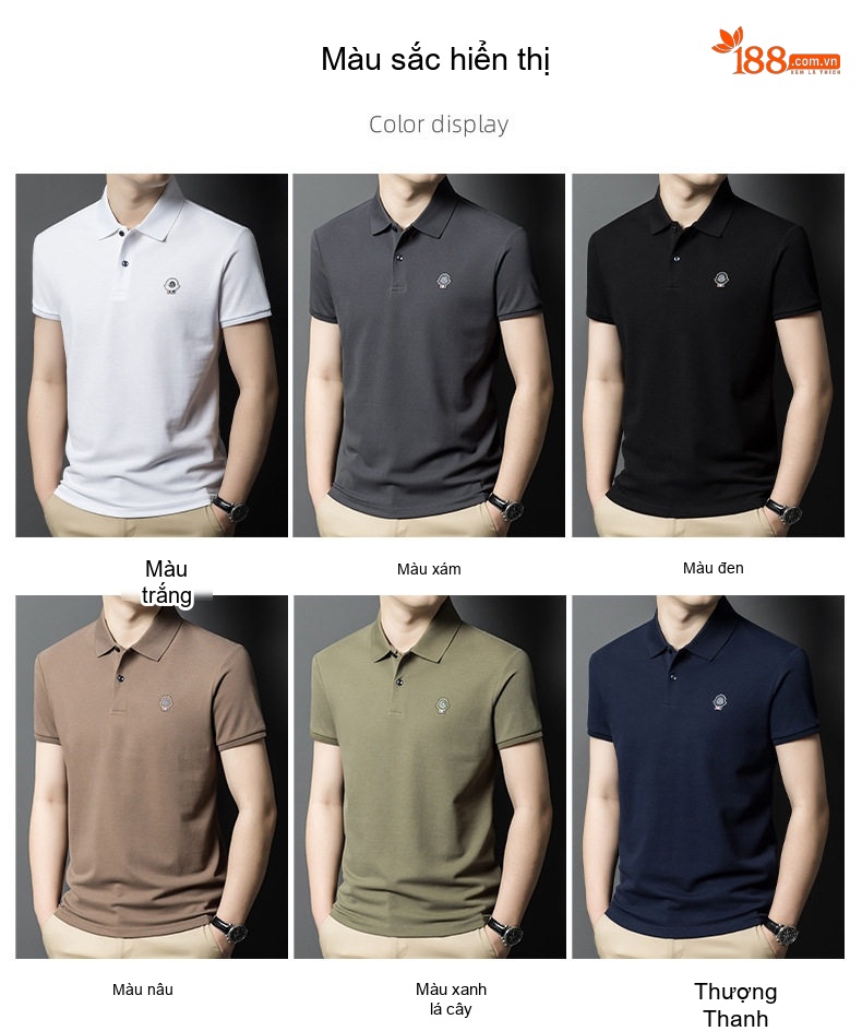 Áo Polo Nam Cotton Dài Tay Form Rộng Màu Đen, Xanh Navy, Trắng, Xám... chi tiết 6