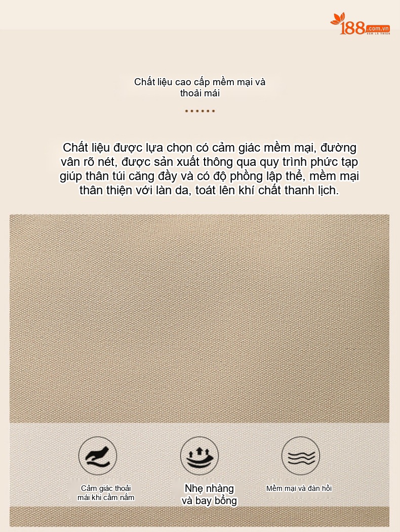 Túi Tote Nữ Vải Canvas Đựng Vừa A4 Đa Năng Phong Cách Hàn Quốc Màu Be chi tiết 3