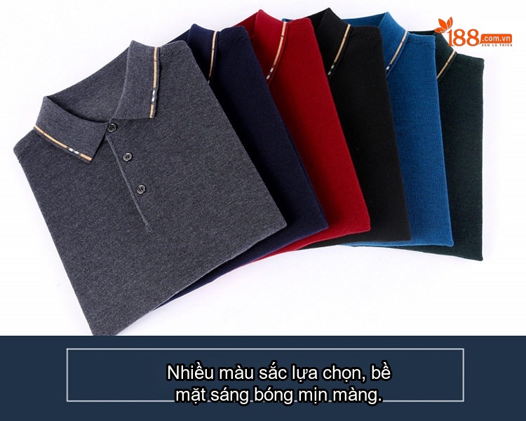 Áo Len Nam Dệt Kim Cổ Bẻ Dài Tay Giữ Ấm Màu Đỏ, Xám, Xanh, Đen... chi tiết 45