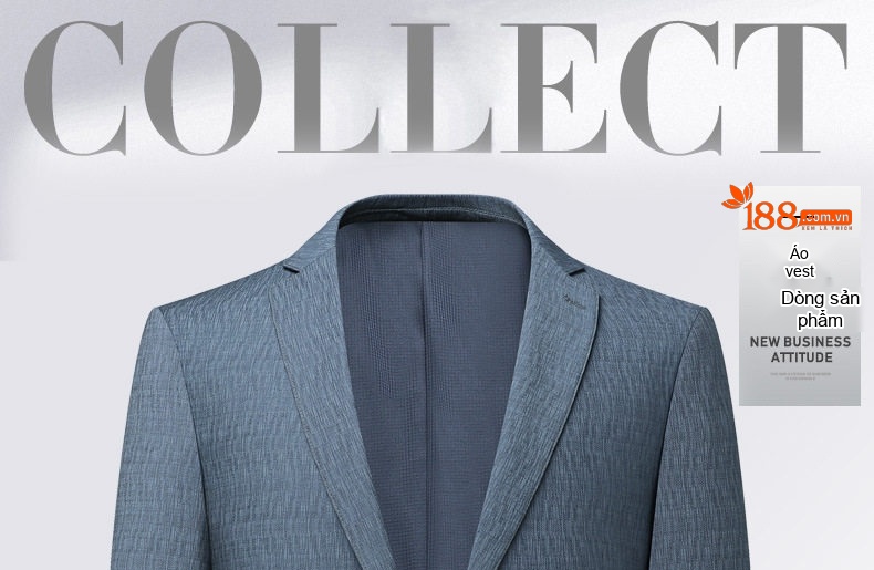 Áo Vest/Blazer Nam Thu Đông Hoạ Tiết Gợn Sóng Ôm Dáng Màu Xanh chi tiết 1