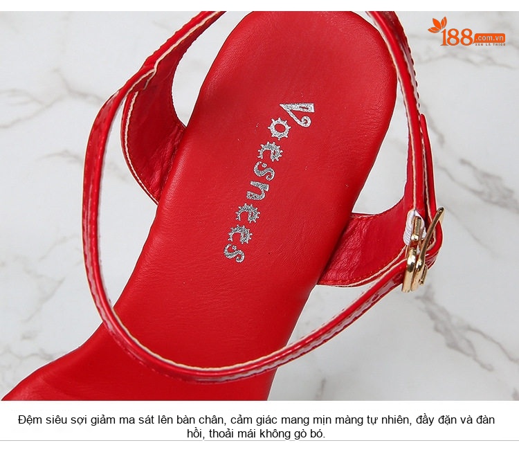 Giày Sandal Cao Gót Nữ Quai Trong Suốt Gót Cao 11cm Màu Đỏ, Trắng, Vàng, Đen... chi tiết 4