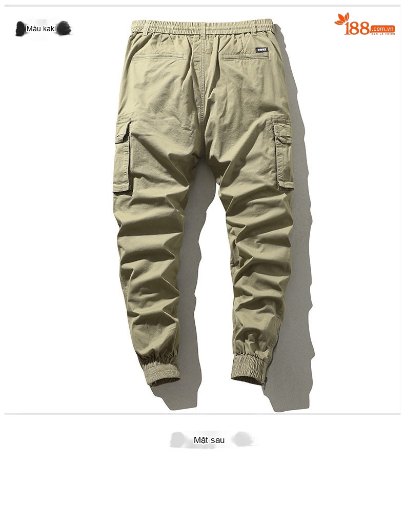Quần Dài Jogger Nam Cotton Ống Bo Chun Thu Đông Phong Cách Mỹ Lưng Thun Dây Rút Màu Be, Đen, Xám, Xanh... chi tiết 10