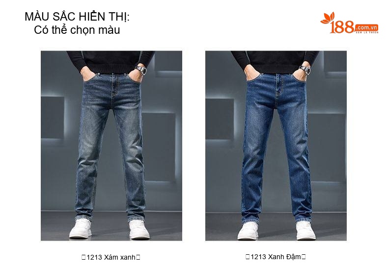 Quần Jean Nam Ống Đứng Cotton Co Giãn Cao Cấp Màu Xám, Xanh Đậm, Xanh Nhạt, Xanh... chi tiết 8