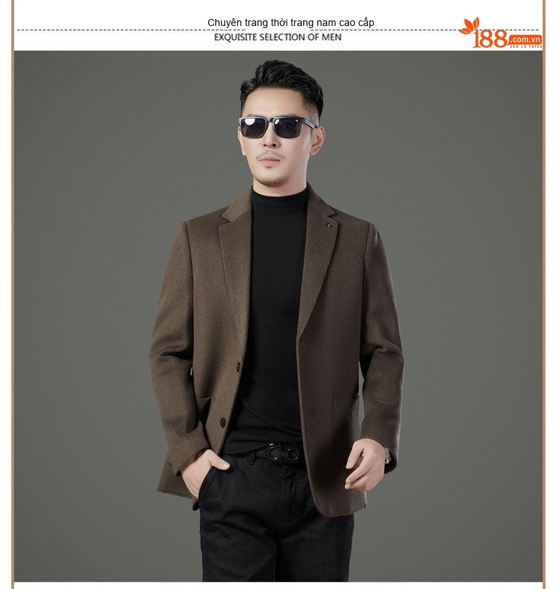 Áo Khoác Blazer Nam Hai Mặt Lông Cừu Áo Phao Lót Lông Vũ Có Thể Tháo Rời Màu Đen, Nâu, Xám chi tiết 15