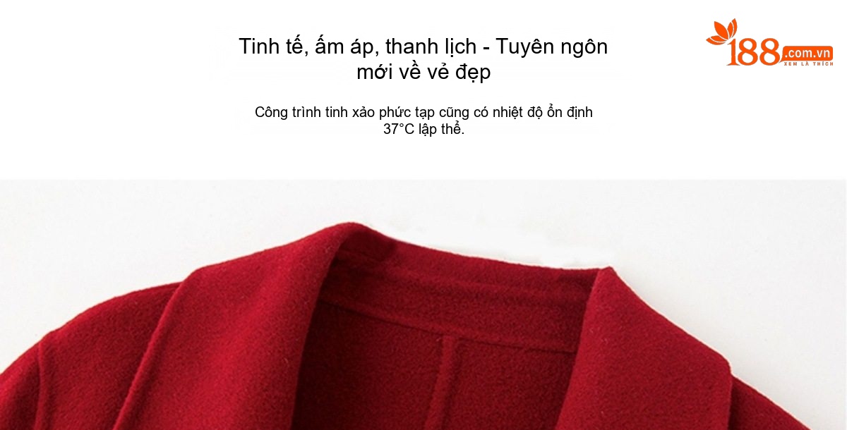 Áo Khoác Dạ Nữ Dáng Vest Hai Mặt Lông Cừu Cashmere Phong Cách Tiểu Thư Màu Đỏ, Xám, Nâu, Kem chi tiết 18
