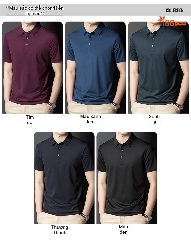 Áo Thun Polo Nam Tay Ngắn Thoáng Khí Phong Cách Hàn Quốc Màu Đen, Xanh Navy, Tím, Xám... chi tiết 3