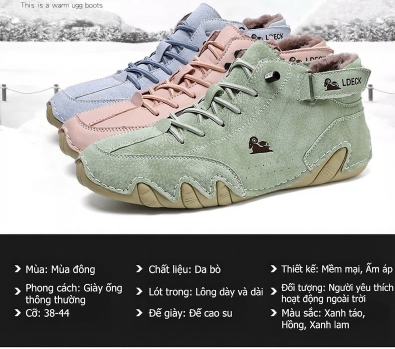 Giày Martin Nam Cổ Cao Lót Lông Giữ Ấm Chiều Cao Đế Khoảng 3cm Màu Xanh Lá, Hồng, Xanh Dương, Trắng... chi tiết 5