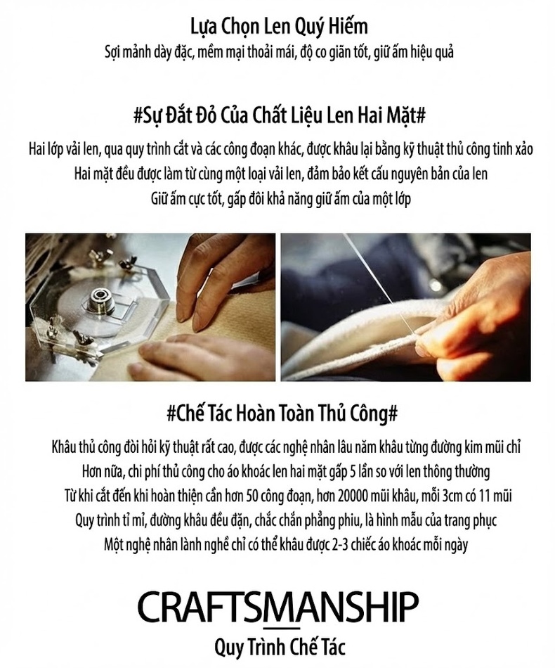 Áo Khoác Dạ Nam Hai Mặt Lông Cừu Dáng Dài Vừa Có Lót Lông Vũ Màu Đen, Xám, Xanh Navy chi tiết 6