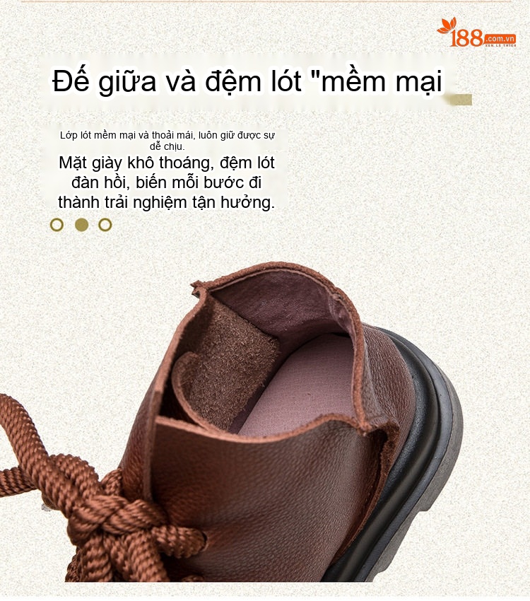 Boot Nữ Cổ Ngắn Da Bò Đế Dày Chiều Cao Đế Khoảng 5cm Màu Đen, Nâu chi tiết 6