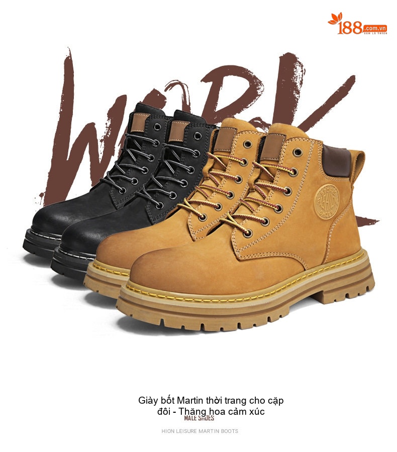 Giày Boot Martin Nam Da Mờ Cao Cổ Tăng Chiều Cao Đế Khoảng 4cm chi tiết 2