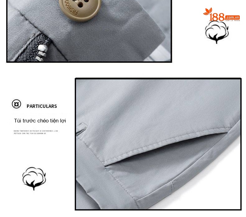 Quần Dài Nam Cotton Dáng Suông Rộng Thoải Mái Màu Đen, Xám, Kem, Xanh Navy chi tiết 7
