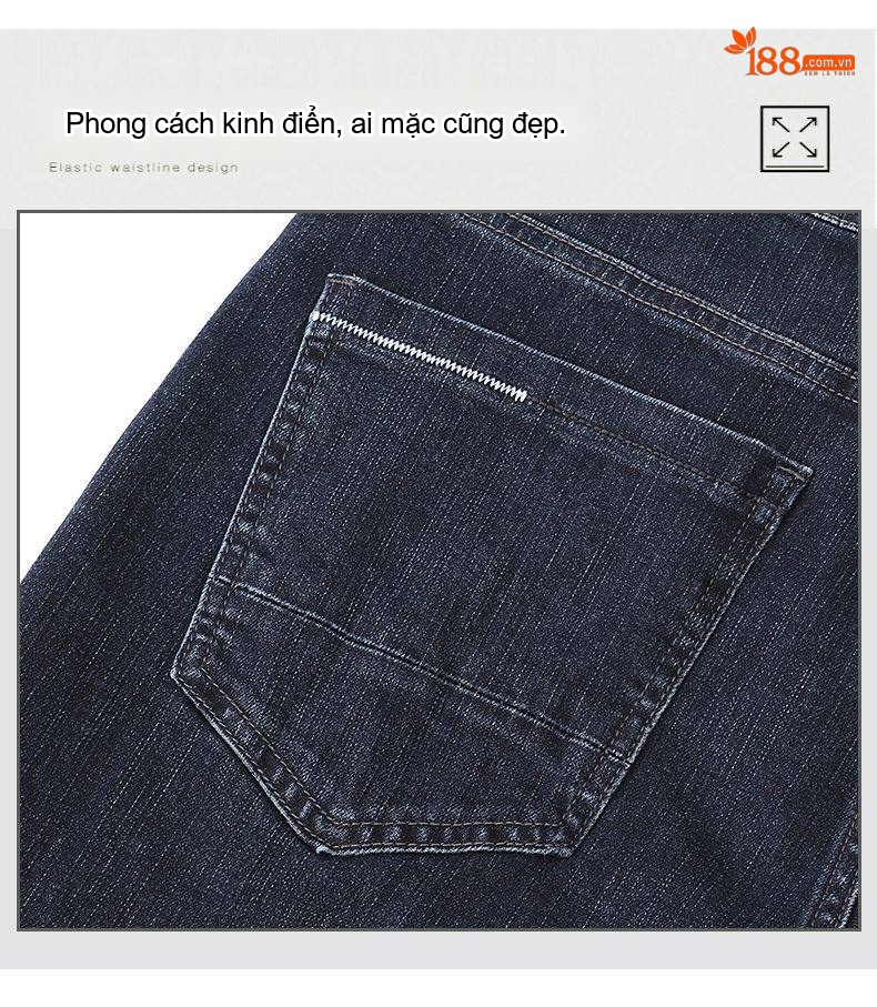 Quần Jean Dài Nam Cotton Co Giãn Thoải Mái Dáng Suông Màu Xanh Dương, Đen, Xám chi tiết 3