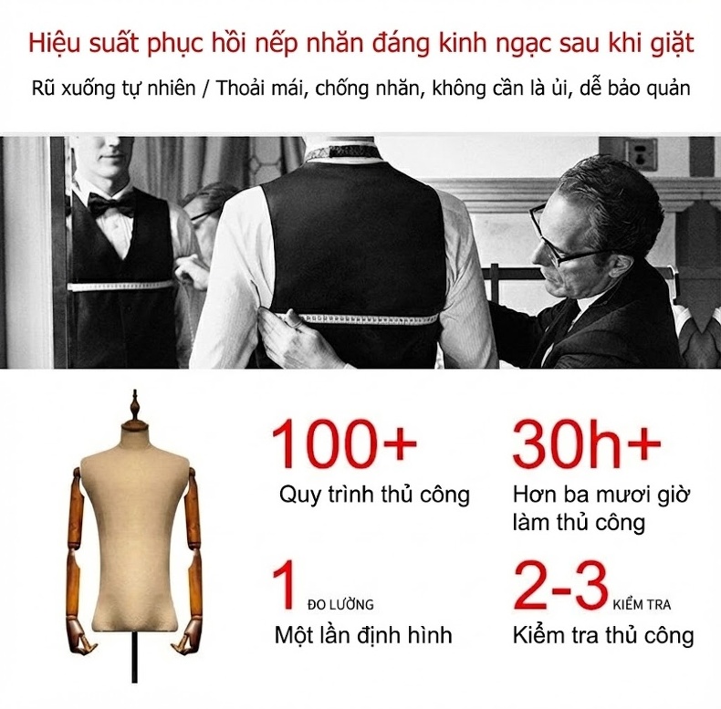Bộ Vest Nam Áo Blazer Xẻ Tà Hai Bên Màu Đen chi tiết 12